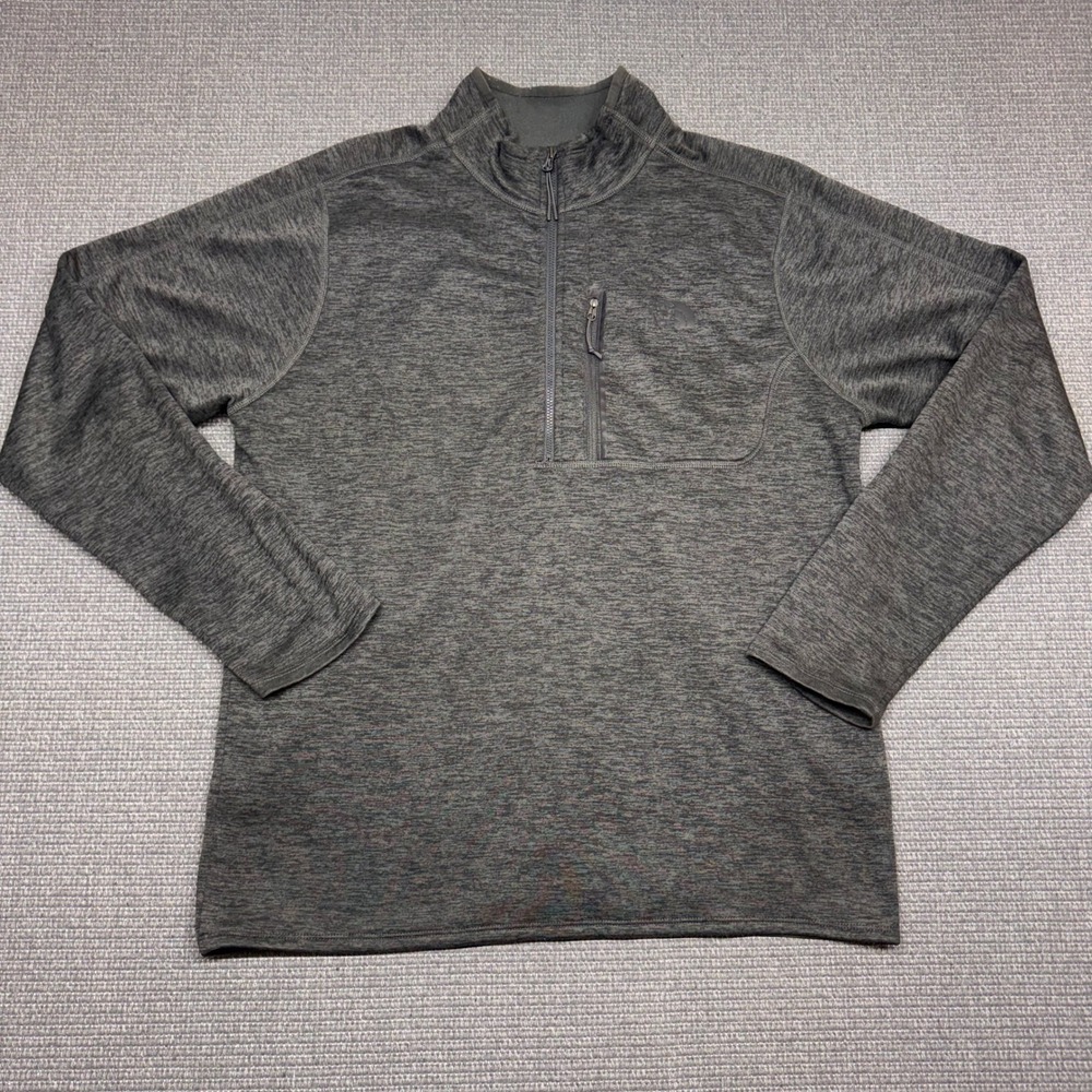 The North Face Mens Gray Heather Quarter Zip Fleece Pullover Jacket Large 9471